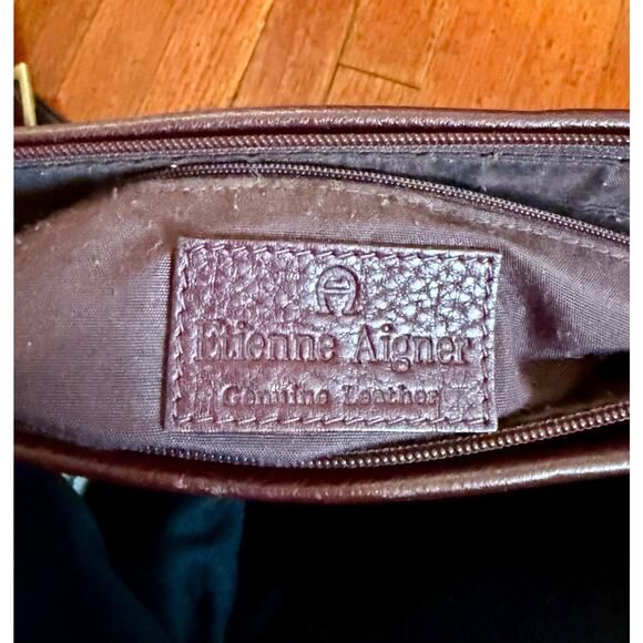 Vintage 70’s Etienne Aigner Oxblood Mahagony Brown Leather Bag Crossbody Purse - Picture 4 of 7
